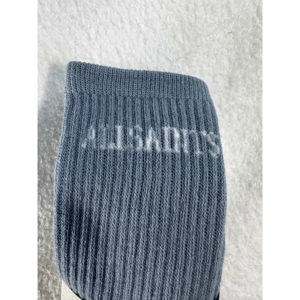 AllSaints Crew Sock 3 Pairs Womens Blue White Black Logo Ribbed Knit 5-10 NEW